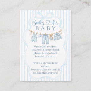 Blå Jean Baby Shower Pojke Böcker Förfrågan Tilläggskort