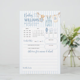Blå Jean Baby Shower Pojke Förutsägelse Spel