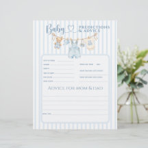 Blå Jean Baby Shower Pojke Förutsägelse Spel