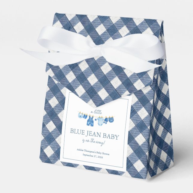 Blå Jean Baby Shower Presentaskar (Framsidan Sidan)