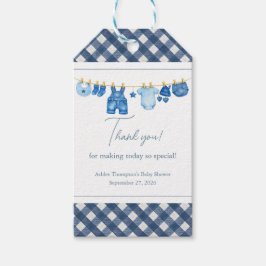 Blå Jean Baby Shower Tacksamhetskort Presentetikett