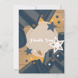 Blå Jean Baby Tema Denim Lappteknik Baby Shower Tack Kort