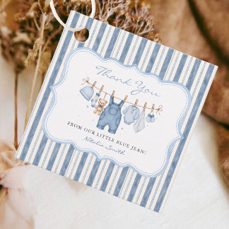 Blå Jean Baby Western Denim Tack Gåvor Etiketter