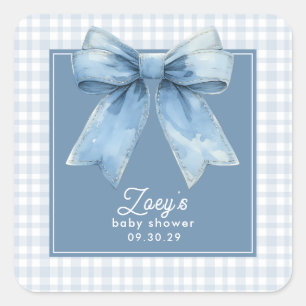 Blå Jean Bebis Baby Shower Fyrkantigt Klistermärke