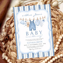 Blå Jean Bebis Denim Klädstreck Babyfirande