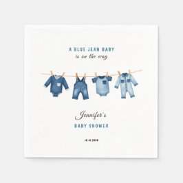 Blå Jean Bebis Shower - Denim Tema Pappersservett