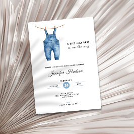 Blå Jean Bebis Shower Inbjudan - Denim Tema