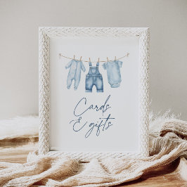 Blå Jean Denim Baby Shower Cards and Gifts Sign Poster