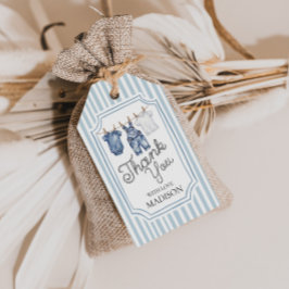 Blå Jean Denim Baby Shower Present Förpackningseti Presentetikett