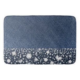 Blå Jean Denim Diamanter Glam Trendig Diamant Blin Badrumsmatta