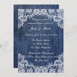 Blå Jean Denim och Snöre Rehearsal Middag Inbjudningar