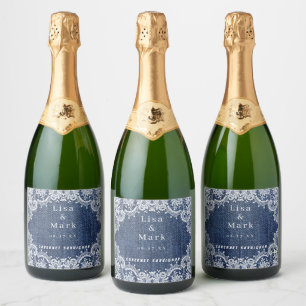 Blå Jean Denim och Snöre Vin-etiketter