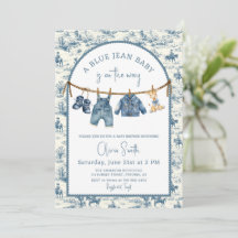 Blå Jean Denim Pojke Baby Shower