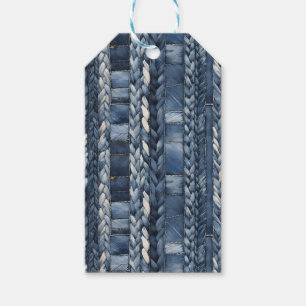 Blå Jean Denim, stressad och hjärnfärgad Presentetikett