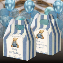Blå Jean Denim Teddybjörn 1-årsdag