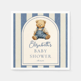 Blå Jean Denim Teddybjörn Bebis Duscha Pappersservett