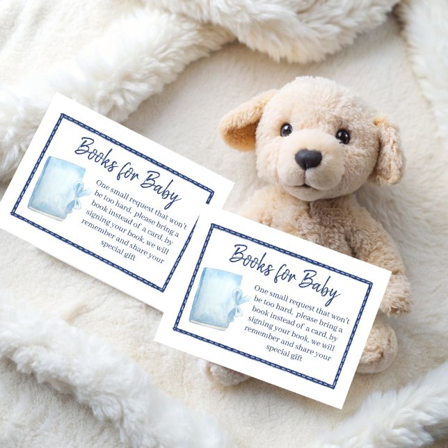 Blå jean flickor baby shower bok begäran tilläggskort (Blue jean girls baby shower book request enclosure cards books for baby cards)