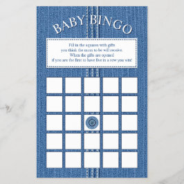 Blå jean med stiches boy Shower Bingo-spel Flygblad