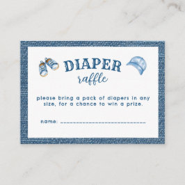 Blå Jean Pojke Baby Shower Blöja Lotteri Tilläggskort