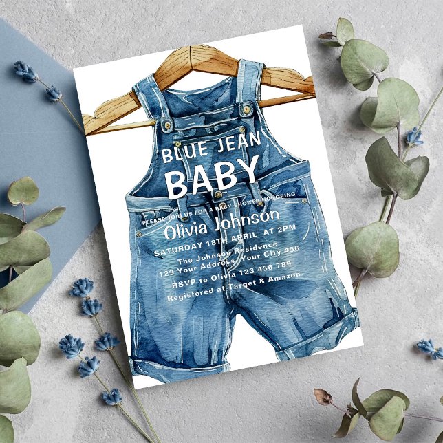 Blå Jean Pojke Western Baby Shower Inbjudningar (Skapare uppladdad)