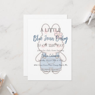 blå jeans baby shower inbjudningar