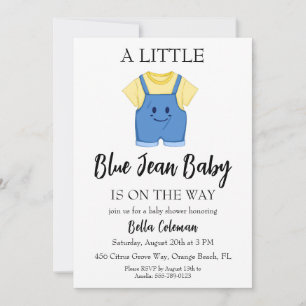 blå jeans baby shower inbjudningar