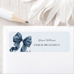 Blå jeans båge baby shower returadress etikett