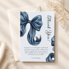 Blå jeans båge baby shower tack kort