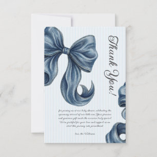 Blå jeans båge baby shower tack kort