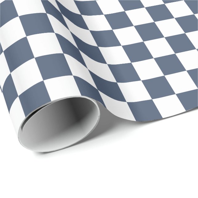 Blå jeans Blå/vit rutig Presentpapper (Rullad Hörn)