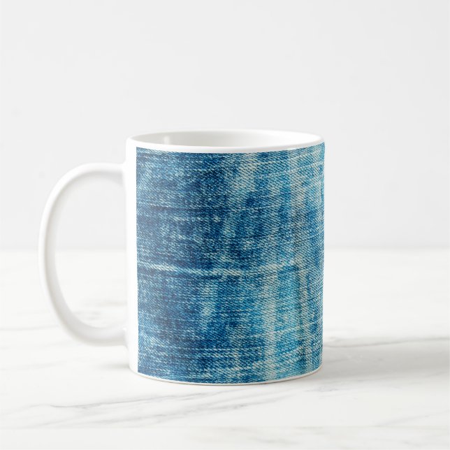 Blå jeans denim struktur kaffemugg (Vänster)