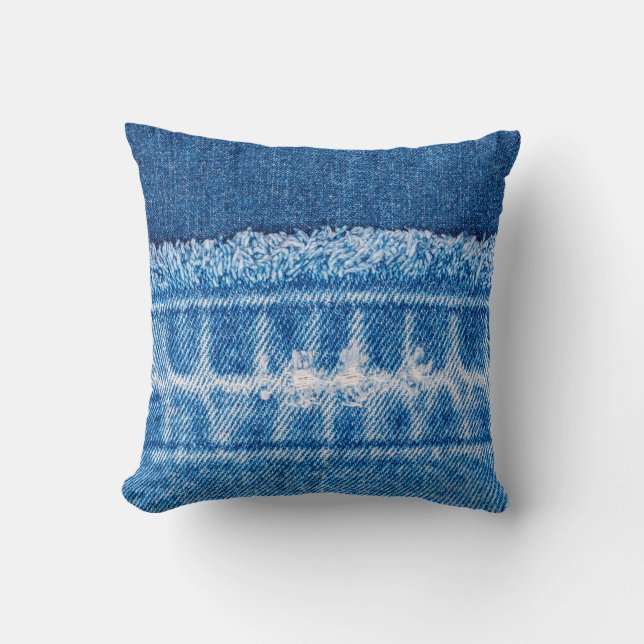 Blå jeans denimstruktur kudde (Framsida)
