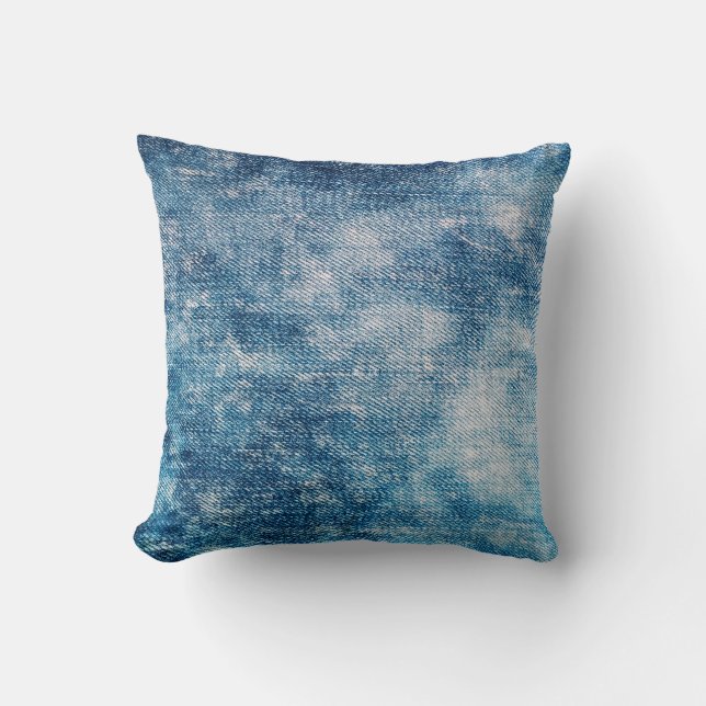 Blå jeans denimstruktur kudde (Framsida)