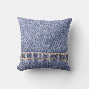 Blå jeans: detaljerad syta struktur. kudde