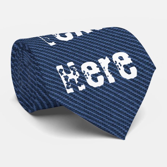 Blå Jeans Fabric - lägg till din text - Anpassade Slips (Rullad)