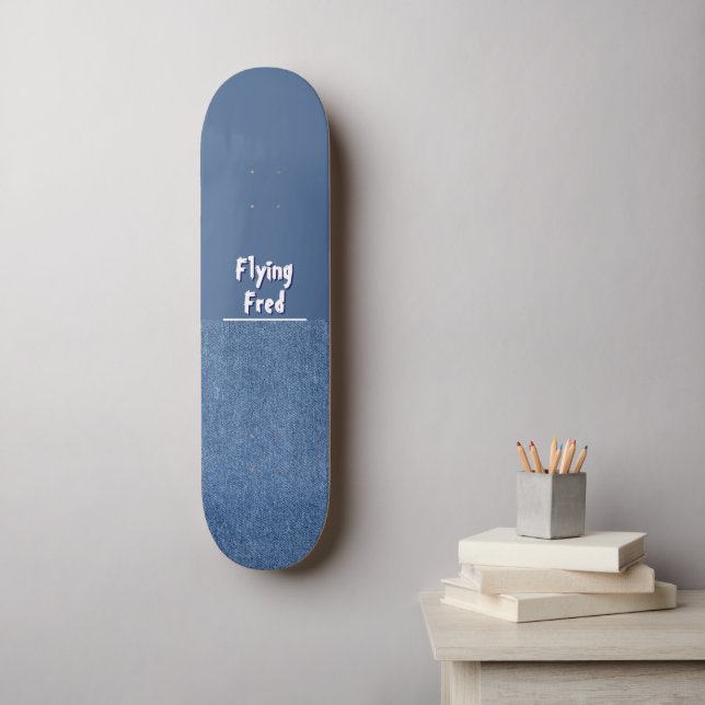 Blå Jeans och din text Mini Skateboard Bräda 18,5 Cm (Väggkonst)