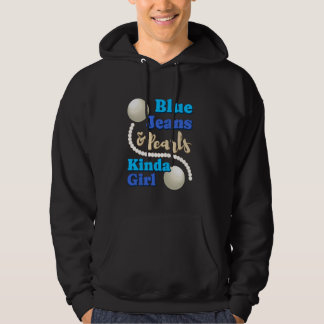 Blå jeans och pärlor tjej fashionabla trendiga jea hoodie