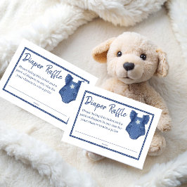 Blå jeans tjejers baby shower blöjlotteri tilläggskort