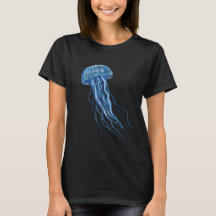 Blå jellyfish-illustration design Black T-Shirt