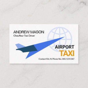 Blå Jet Flygplan Liftoff Global Airport Taxi Ride Visitkort