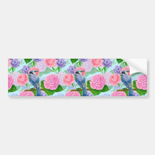 Blå jö och blommor, vattenfärg mönster bildekal