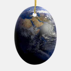 Blå jord från rymdeinspiration julgransprydnad keramik