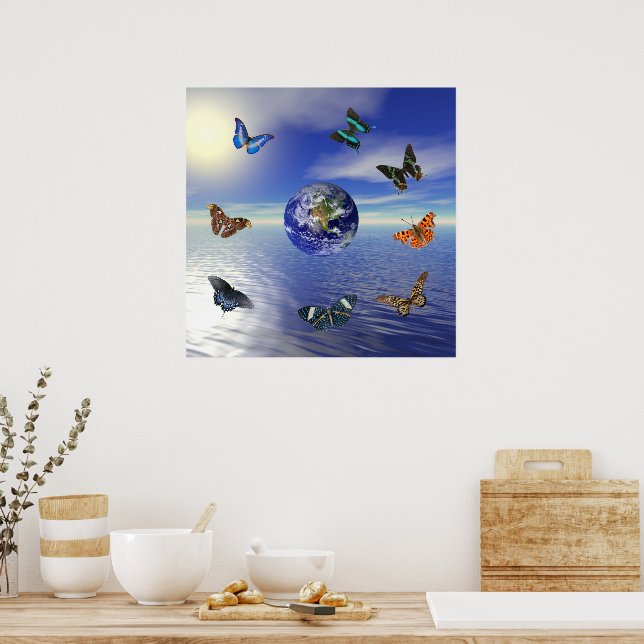 Blå jordfjärilar poster (Kök)