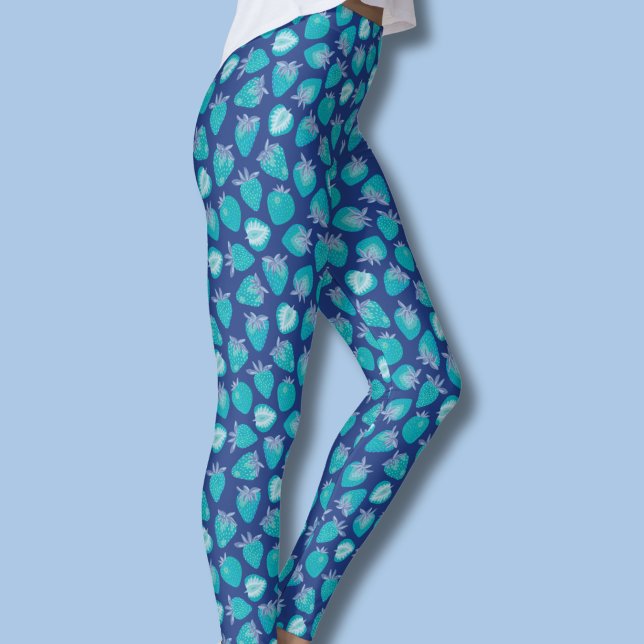 Blå Jordgubbe Leggings (Blue strawberry pattern leggings)