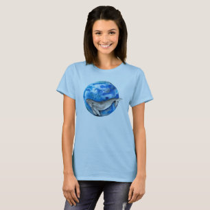 Blå jordval t shirt