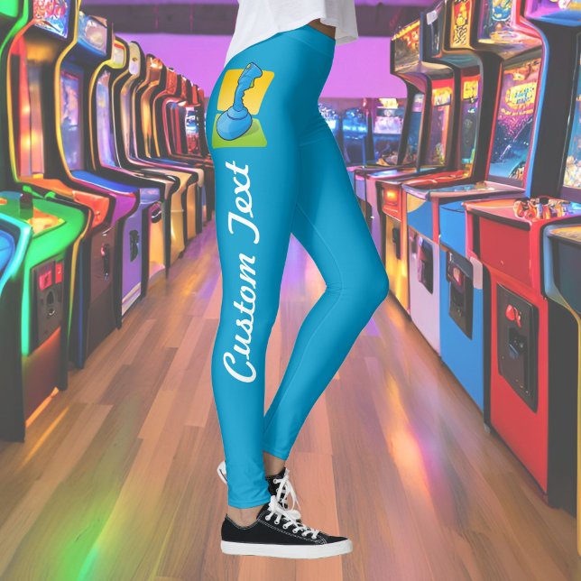 Blå Joystick Tecknad illustration av blå joystick Leggings (Skapare uppladdad)
