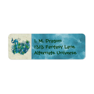 Blå judisk drake returadress etikett