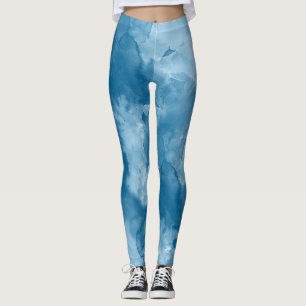 Blå judiska tonfärgade Abstrakter för vattenfärgni Leggings