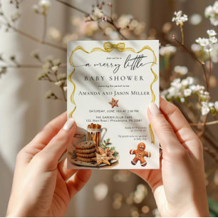 Blå jul Baby Shower elegant neutralt guld Spara Datumet