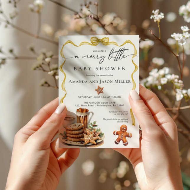 Blå jul Baby Shower elegant neutralt guld Spara Datumet (Skapare uppladdad)